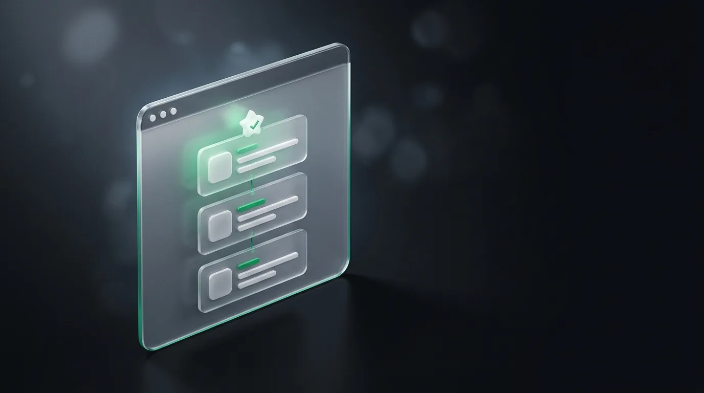 Isometric illustration of structured interview-answer building blocks, in Haggle brand green on charcoal