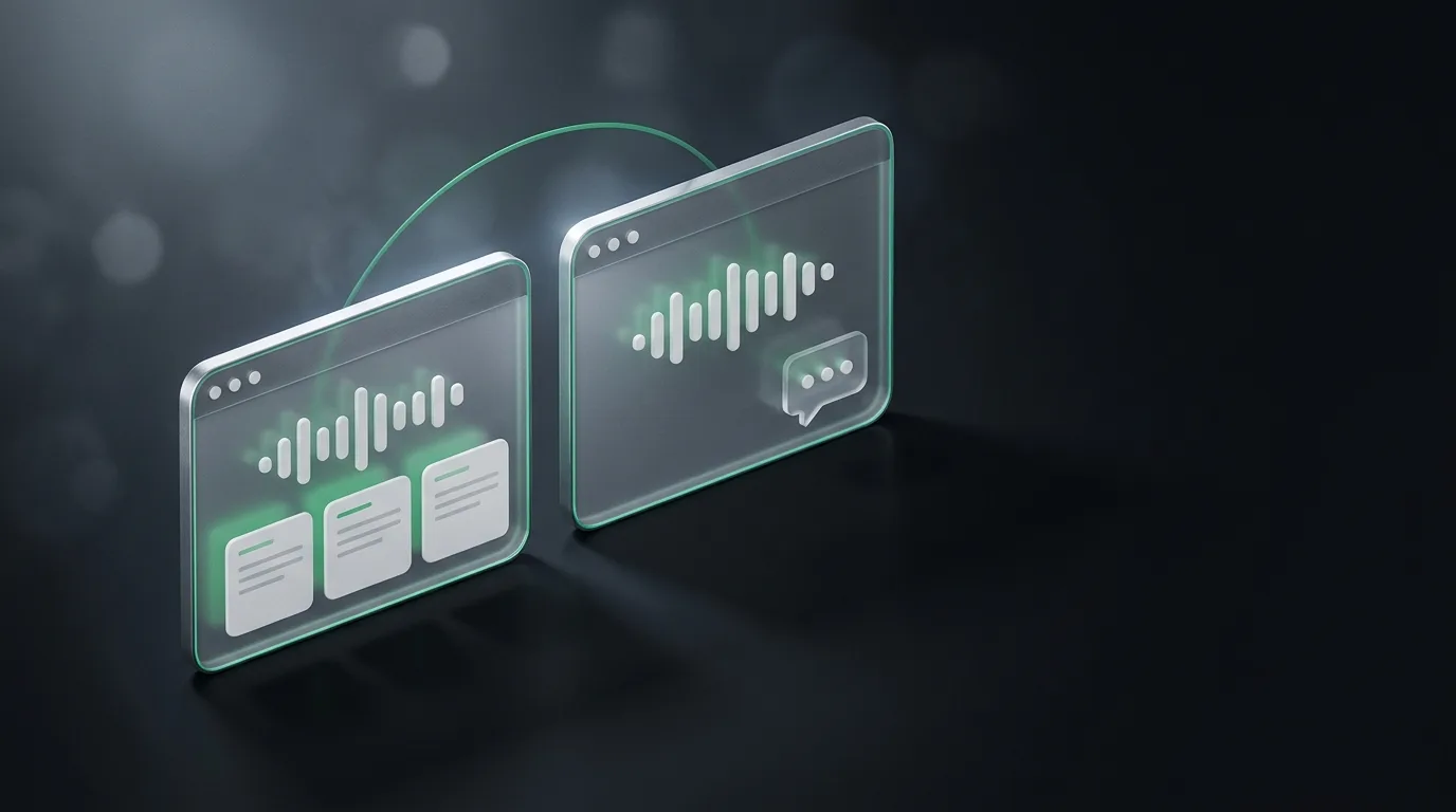 Isometric illustration of a stylized comparison panel of two free AI assistant windows